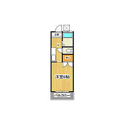 沼尻ハイツＢ 2階1Kの間取り