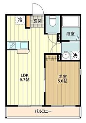 フルセイル西八王子I 1階1LDKの間取り