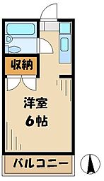 パークハイツ中島II 1階ワンルームの間取り