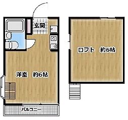 ハッピーパレス越野 2階ワンルームの間取り