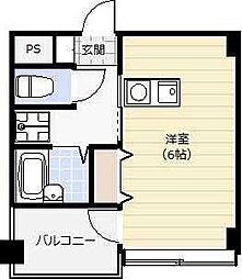 グロブナーハウス 3階ワンルームの間取り