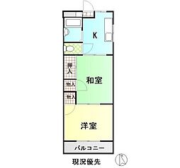 阿川マンション 3階2Kの間取り
