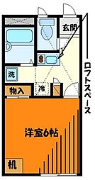 レオパレスあかね 1階1Kの間取り