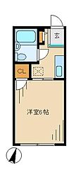 シティハイムさとう 2階1Kの間取り