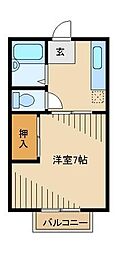 幸栄ハイツ 2階1Kの間取り