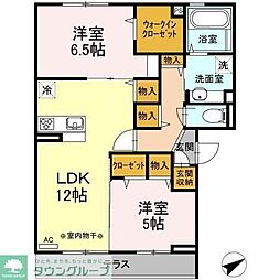 ポーロウニア横山 2階2LDKの間取り