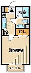 ＳＴ北野 2階1Kの間取り