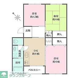 カミユ八王子Ｂ棟 2階3DKの間取り