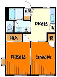 フレグランス戸吹 2DKの間取図画像