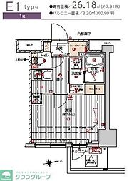 プレシャスハーモニー八王子 1Kの間取図画像