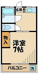 コーポ大木 1DKの間取図画像