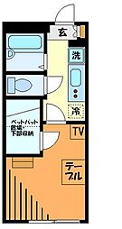 レオパレス歩 1Kの間取図画像