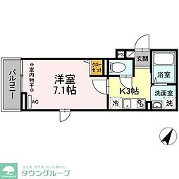 アリビオ南大沢 1Kの間取図画像
