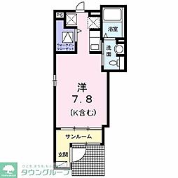 シュガータウン ワンルームの間取図画像