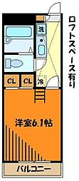 レオパレスメイフラワー 1Kの間取図画像
