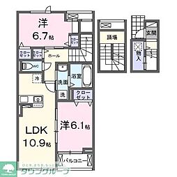 レジデンスM 2LDKの間取図画像
