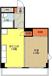パラドール散田 1DKの間取図画像
