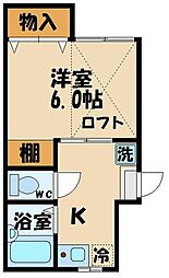 アーバニティ高幡 1Kの間取図画像