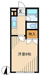 グリーンウッド2 1Kの間取図画像