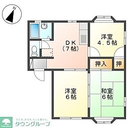 メゾンドプルニエB 3DKの間取図画像