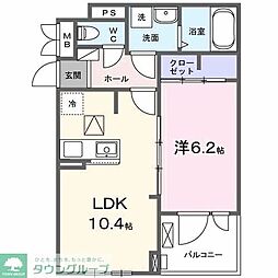 フォンテーヌIII 1LDKの間取図画像