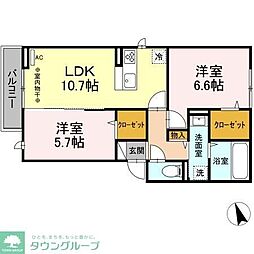 アールドソレイユ 2LDKの間取図画像