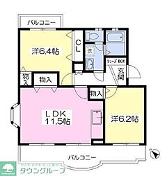 ロビン上溝1 2LDKの間取図画像