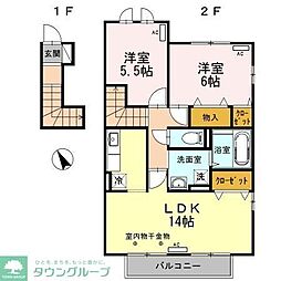 イーストコテージ 2LDKの間取図画像