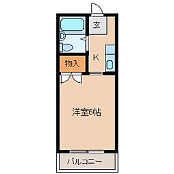 アピタシオン宙 1Kの間取図画像