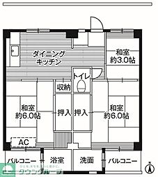 ビレッジハウス小比企6号棟 3DKの間取図画像
