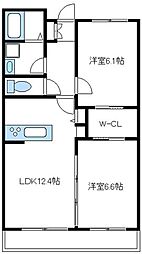 パラッツォ淵野辺1 2LDKの間取図画像