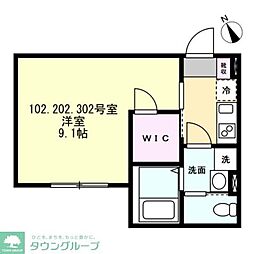 Felice相模原 1Kの間取図画像