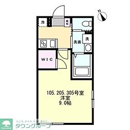 Felice相模原 1Kの間取図画像