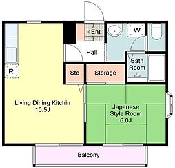 ハイツエイコー 1LDKの間取図画像