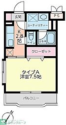 グランフォート 1Kの間取図画像