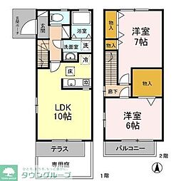 クレールA 2LDKの間取図画像