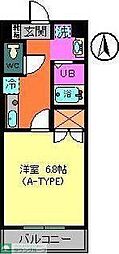 トレセリア暁町 1Kの間取図画像