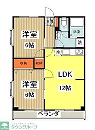 エステート北野 2LDKの間取図画像