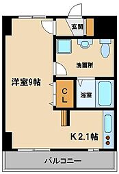 グリシーヌ響 1Kの間取図画像