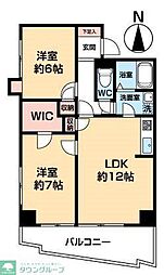 ISM八王子B棟 2LDKの間取図画像