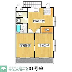 いしいビル 2DKの間取図画像