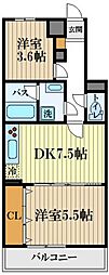 ベルグリーン国立 2DKの間取図画像