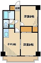 デイム橋本 2DKの間取図画像