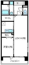 プルメリア 1LDKの間取図画像