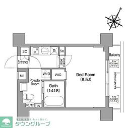 コンフォリア・リヴ新中野ＳＯＵＴＨ 8階1Kの間取り