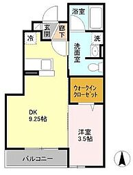 Ｄ−Ｒｏｏｍ ｎａｋａｎｏ 1階1LDKの間取り