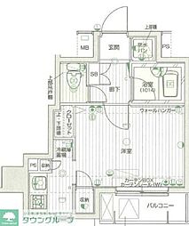 パークウェル高円寺 4階1Kの間取り