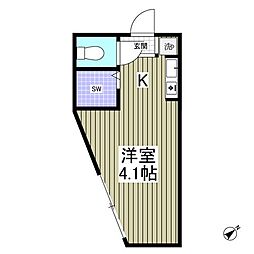 アーバンプレイス沼袋Ｂ棟 1階ワンルームの間取り