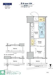 プラウドフラット四谷三丁目 1DKの間取図画像