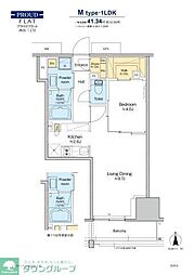プラウドフラット四谷三丁目 1LDKの間取図画像